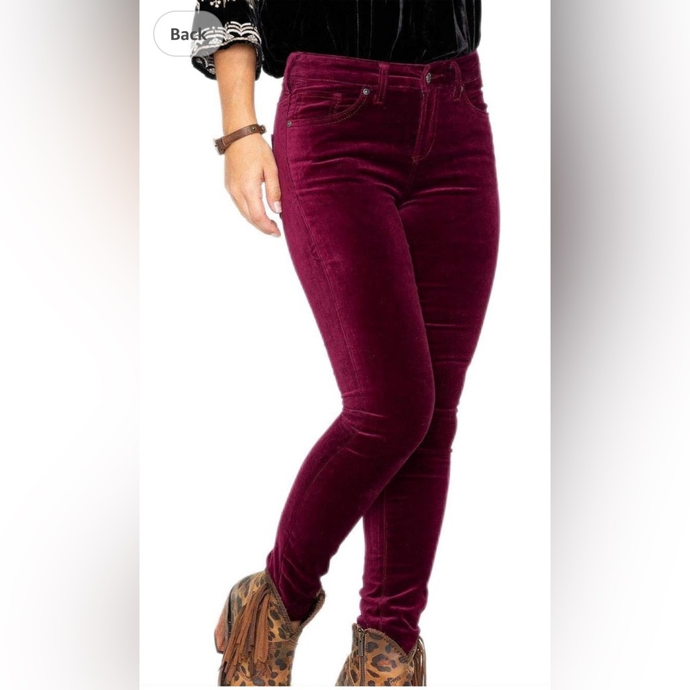 NWT Silver Aiko Cherry Velvet Skinny Pants Size 33” L29”